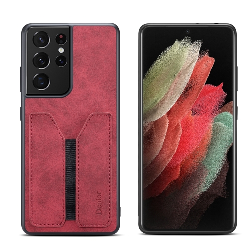 For Samsung Galaxy S23 Ultra 5G Denior DV Elastic Card PU Back Cover Phone Case(Red)
