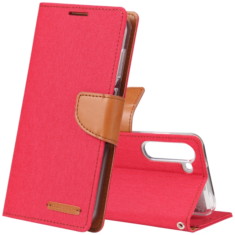 

For Samsung Galaxy S23 5G GOOSPERY CANVAS DIARY Fabric Texture Flip Leather Phone Case(Red)