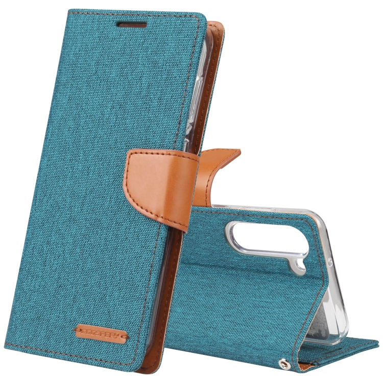 

For Samsung Galaxy S23+ 5G GOOSPERY CANVAS DIARY Fabric Texture Flip Leather Phone Case(Green)