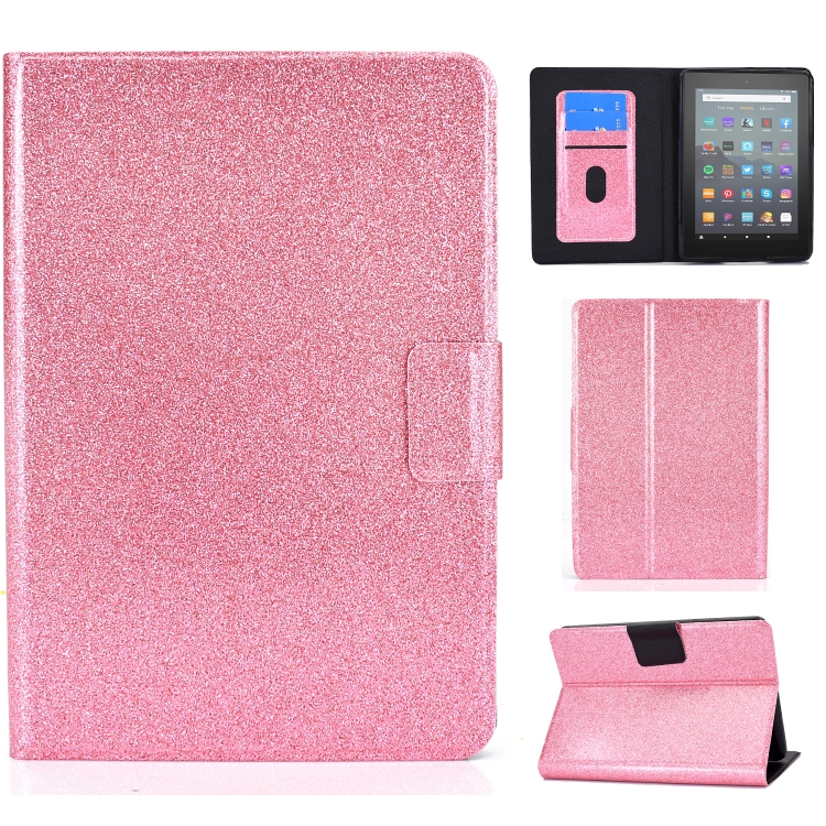 

For Amazon Kindle Youth Version 2022 Varnish Glitter Powder Smart Leather Tablet Case(Pink)