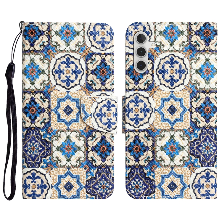 

For Samsung Galaxy A54 Colored Drawing Leather Phone Case(Vintage Totem)
