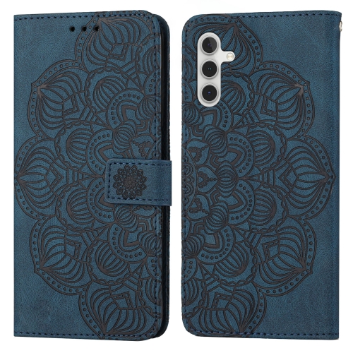 

For Samsung Galaxy A34 Mandala Embossed Flip Leather Phone Case(Blue)