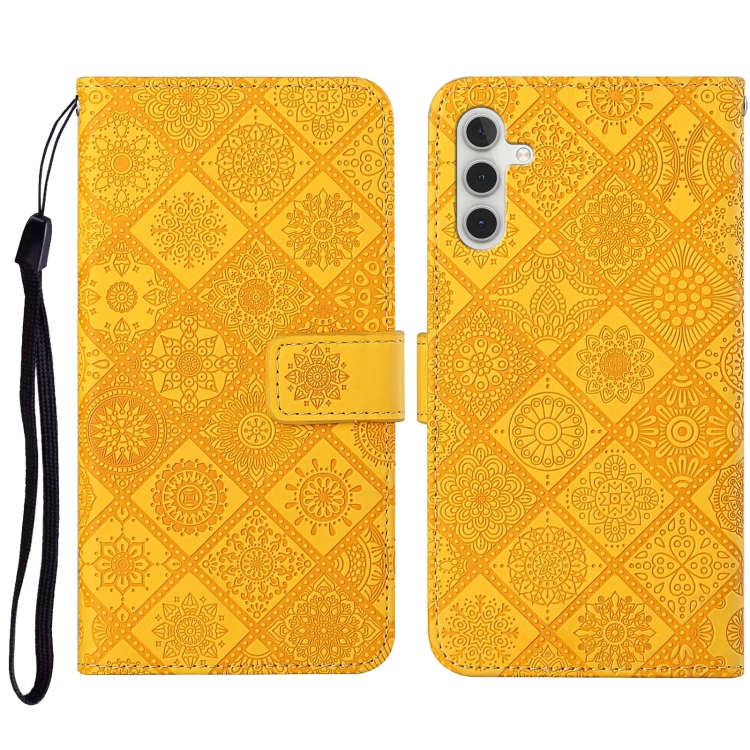 

For Samsung Galaxy A34 Ethnic Style Embossed Pattern Leather Phone Case(Yellow)