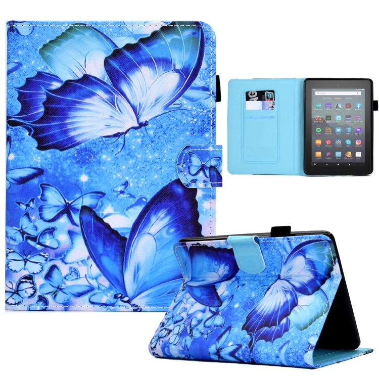 

For Amazon Kindle Youth Version 2022 Colored Drawing Stitching Smart Leather Tablet Case(Butterflies)