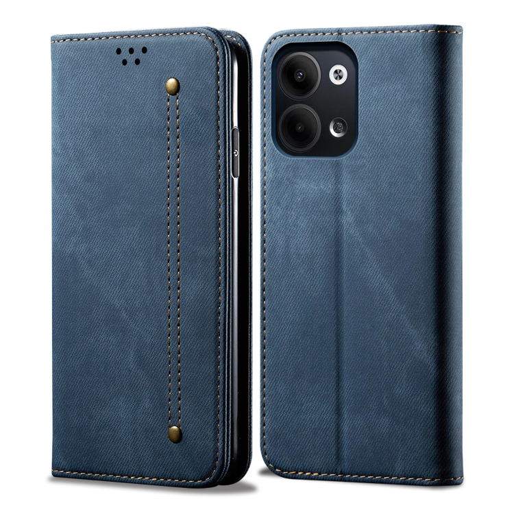 

For OPPO Reno9 Denim Texture Leather Phone Case(Blue)
