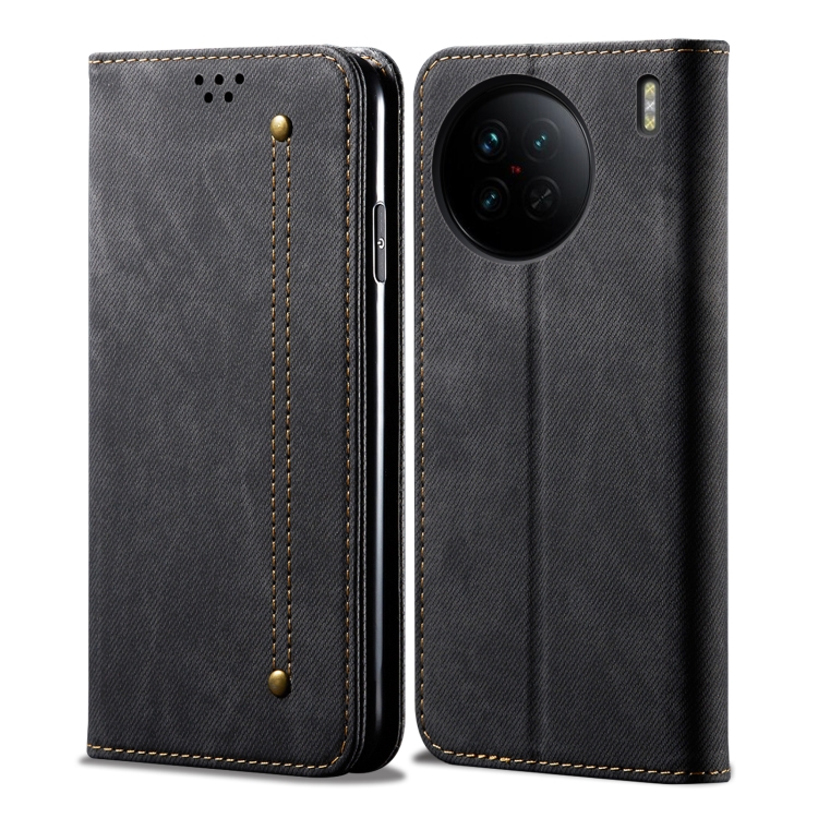 

For vivo X90 Denim Texture Leather Phone Case(Black)