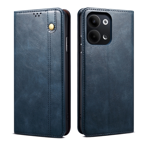 

For OPPO Reno9 Oil Wax Crazy Horse Texture Leather Phone Case(Blue)