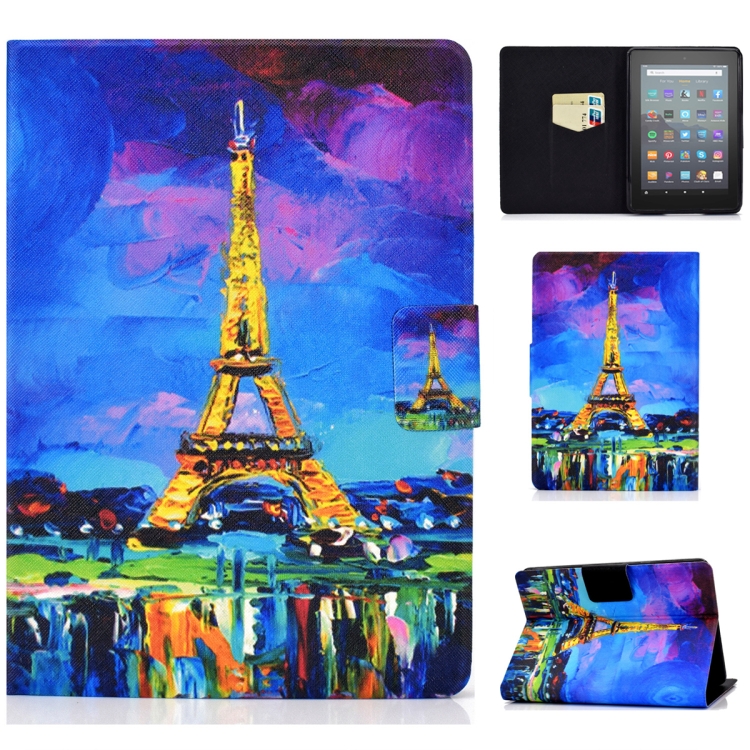 

For Amazon Kindle Youth Version 2022 Voltage Colored Drawing Smart Leather Tablet Case(Eiffel Tower)