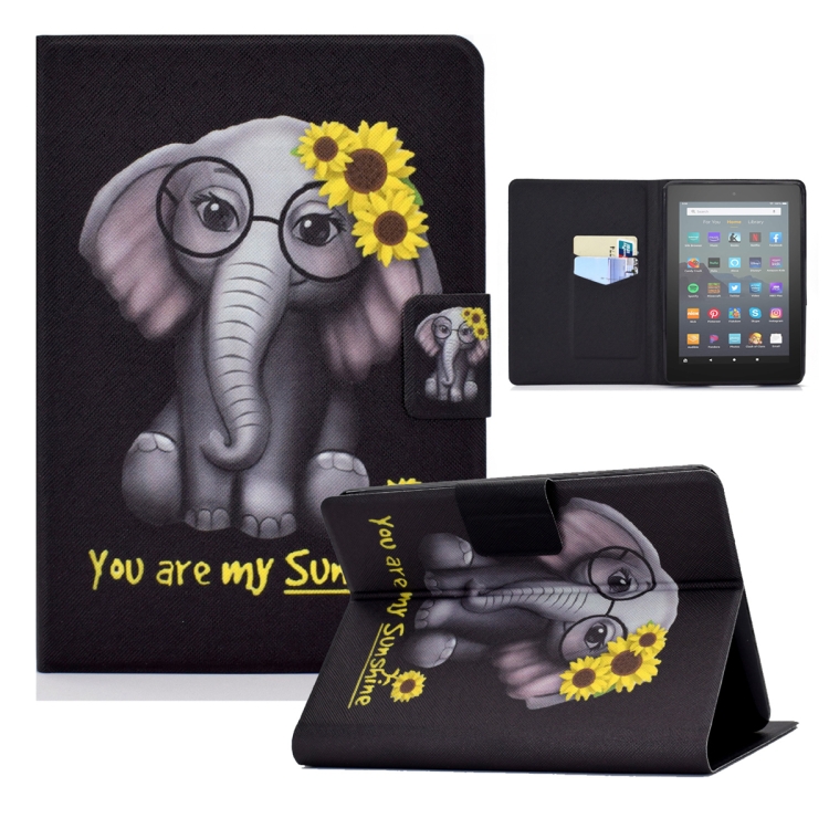 

For Amazon Kindle Youth Version 2022 Voltage Colored Drawing Smart Leather Tablet Case(Flower Elephant)