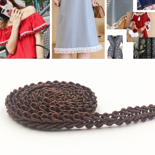 

WG000108 Polyester Silk Centipede Shape Lace Belt DIY Clothing Accessories, Length: 50m, Width: 0.8cm(Coffee)