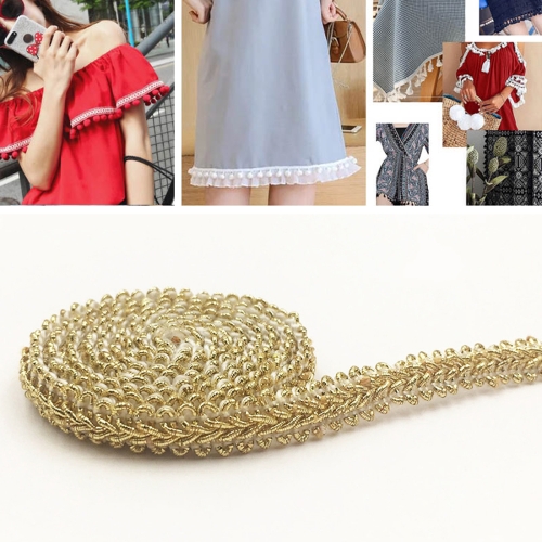 

WG000108 Polyester Silk Centipede Shape Lace Belt DIY Clothing Accessories, Length: 50m, Width: 0.8cm(Medium Gold)