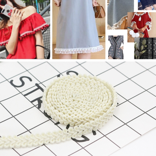 

WG000108 Polyester Silk Centipede Shape Lace Belt DIY Clothing Accessories, Length: 50m, Width: 0.8cm(Beige and White)