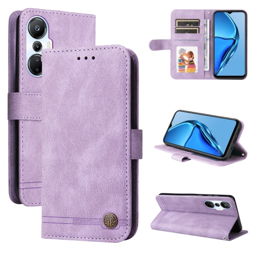 

For Infinix Hot 20s Skin Feel Life Tree Metal Button Leather Phone Case(Purple)