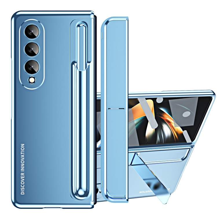

For Samsung Galaxy Z Fold4 2 in 1 Detachable PC Folding Phone Case with Holder & Pen Slot(Blue)
