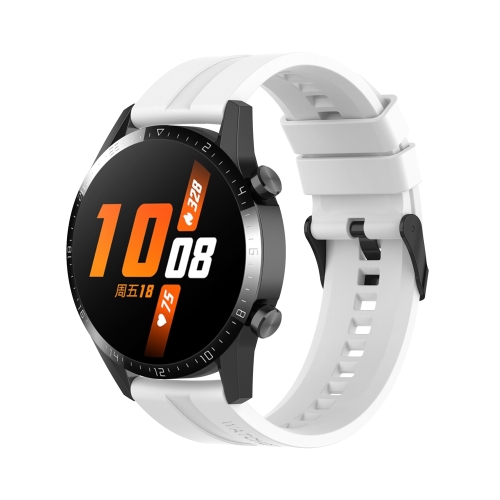 

For Huawei Watch Buds 20mm Silicone Black Buckle Watch Band(White)