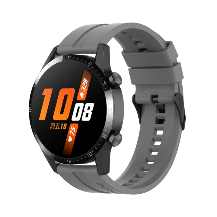 

For Huawei Watch 3 Pro New 20mm Silicone Black Buckle Watch Band(Grey)