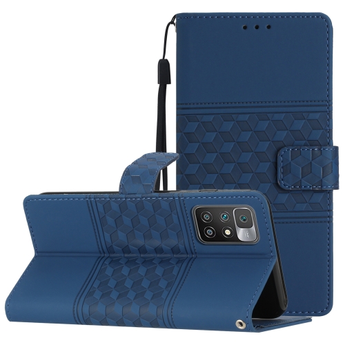 

For Xiaomi Redmi 10 2022 Diamond Embossed Skin Feel Leather Phone Case with Lanyard(Dark Blue)