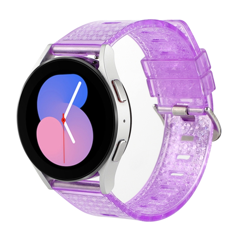 

20mm Diamond Texture Clear Glitter Watch Band(Transparent Purple)