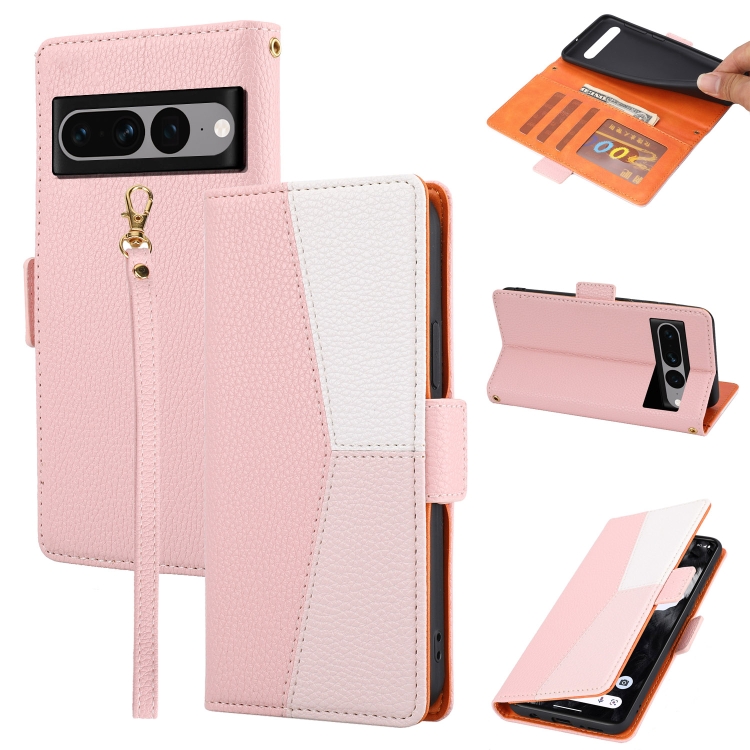 

For Google Pixel 7 5G Litchi Texture Color Matching Leather Phone Case(Pink)