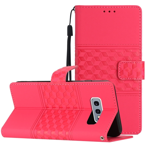 

For Samsung Galaxy S10E Diamond Embossed Skin Feel Leather Phone Case with Lanyard(Red)