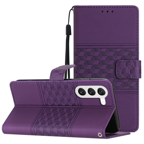 

For Samsung Galaxy S23+ 5G Diamond Embossed Skin Feel Leather Phone Case with Lanyard(Purple)