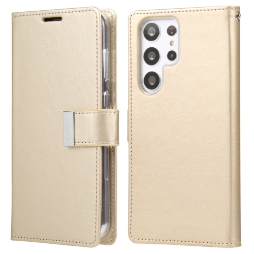 

For Samsung Galaxy S23 Ultra 5G GOOSPERY RICH DIARY Crazy Horse Texture Leather Phone Case(Gold)