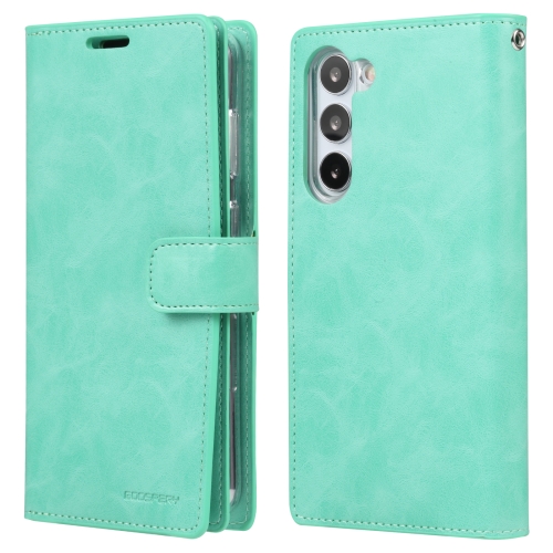

For Samsung Galaxy S23+ 5G GOOSPERY MANSOOR DIARY 9 Card Slots Leather Phone Case(Mint Green)