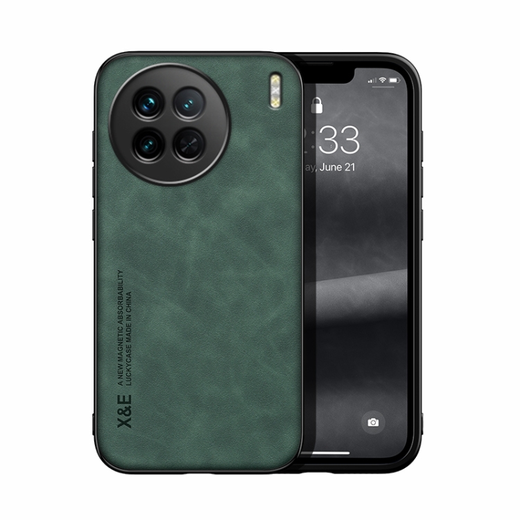 

For vivo X90 Skin Feel Magnetic Leather Back Phone Case(Green)