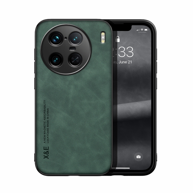

For vivo X90 Pro+ Skin Feel Magnetic Leather Back Phone Case(Green)