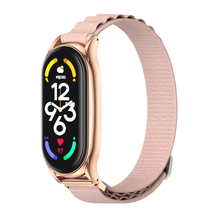 

For Xiaomi Mi Band 6 / 5 / 4 / 3 MIJOBS PLUS Nylon Breathable Watch Band(Pink Rose Gold)