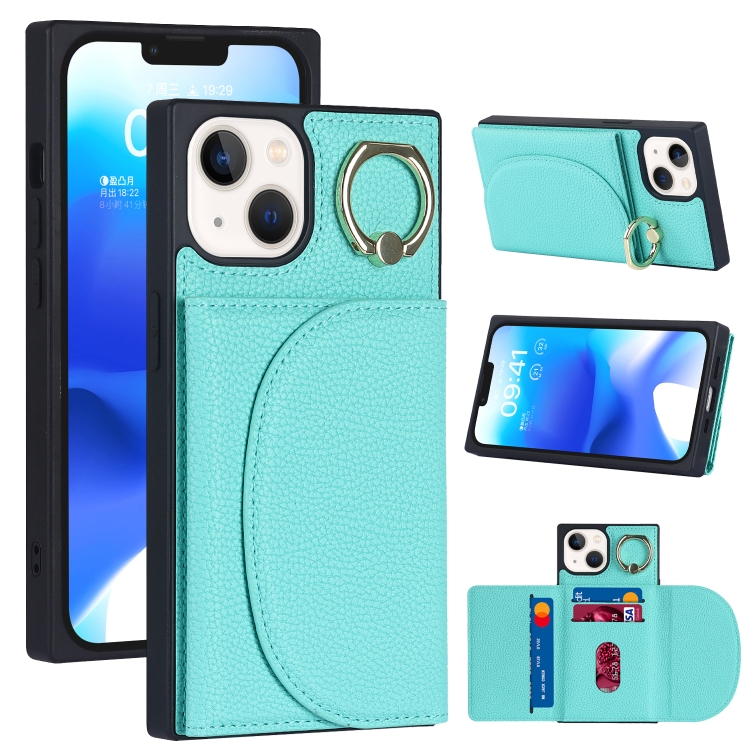 

For iPhone 14 Plus Litchi Texture Card Bag Phone Case(Green)