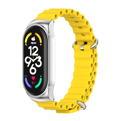 

For Xiaomi Mi Band 7 / 7 NFC MIJOBS CS Marine Silicone Breathable Watch Band(Yellow Silver)