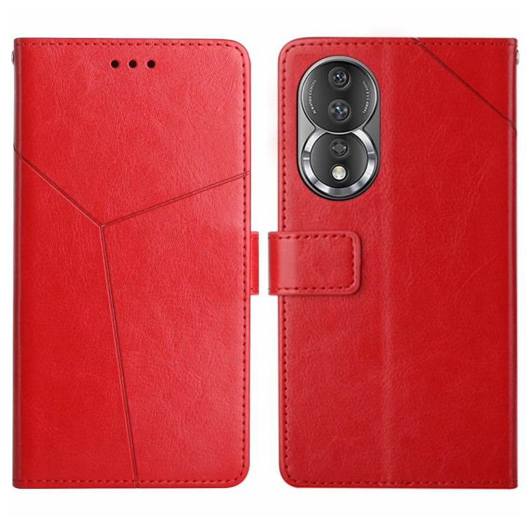 

For Honor 80 HT01 Y-shaped Pattern Flip Leather Phone Case(Red)