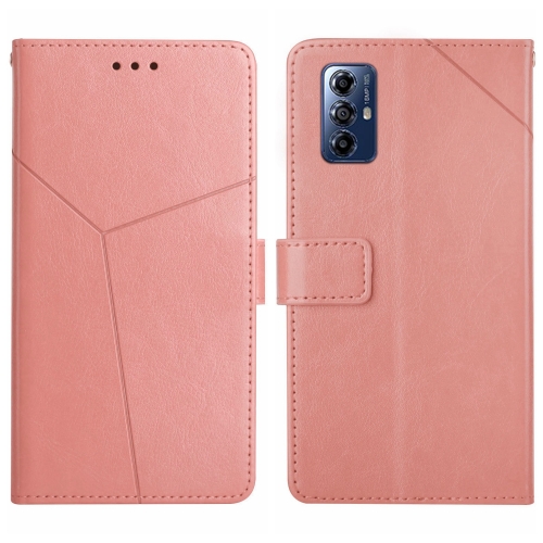 

For Motorola Moto G Play 2023 HT01 Y-shaped Pattern Flip Leather Phone Case(Pink)