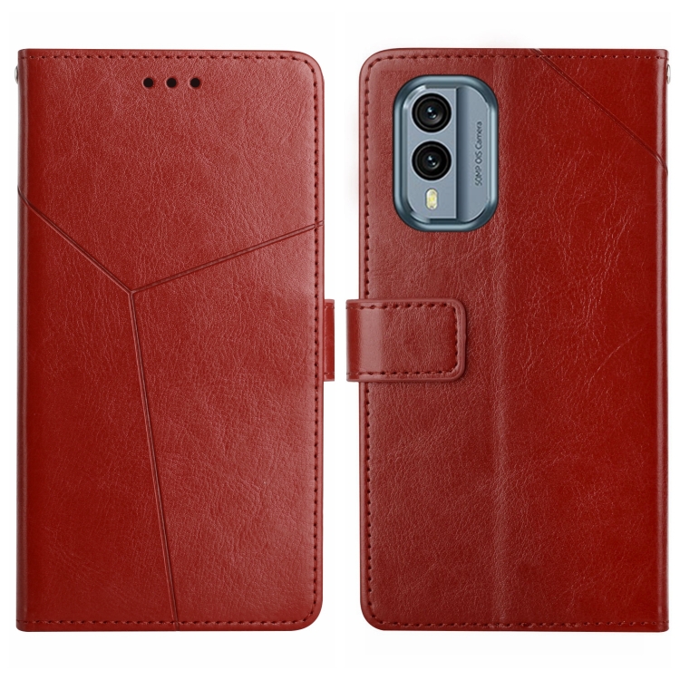 

For Nokia X30 HT01 Y-shaped Pattern Flip Leather Phone Case(Brown)