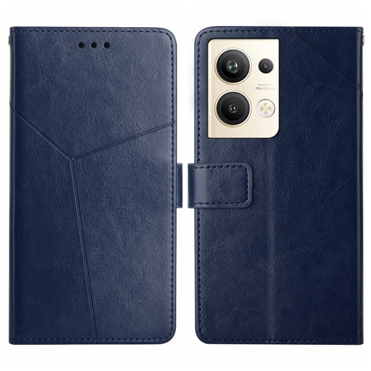 

For OPPO Reno9 Pro+ HT01 Y-shaped Pattern Flip Leather Phone Case(Blue)