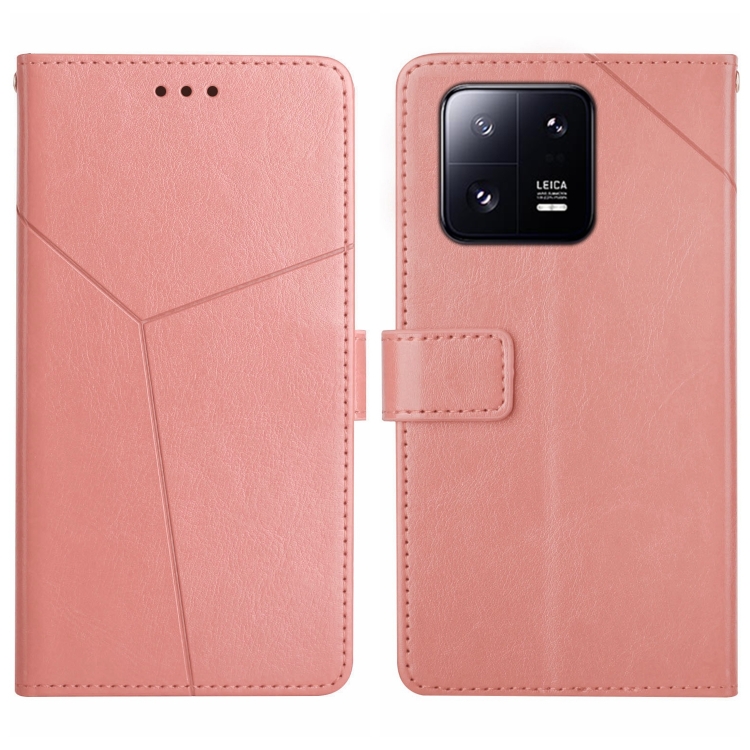 

For Xiaomi 13 HT01 Y-shaped Pattern Flip Leather Phone Case(Pink)