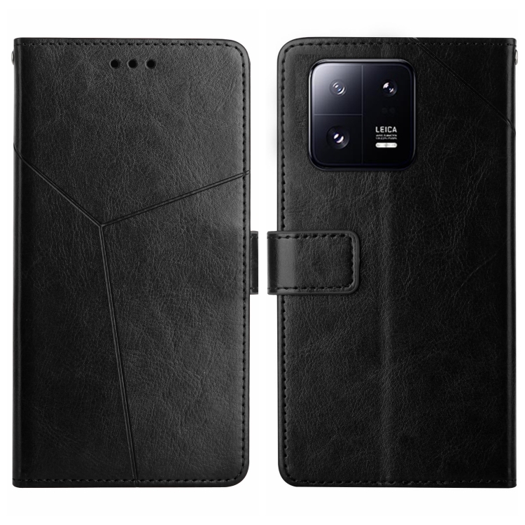 

For Xiaomi 13 Pro HT01 Y-shaped Pattern Flip Leather Phone Case(Black)