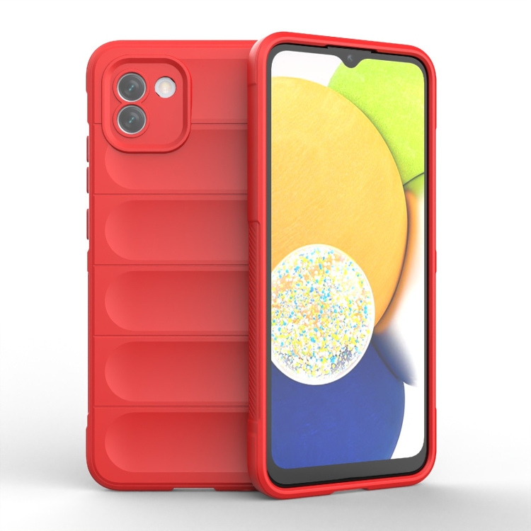 

For Samsung Galaxy A03 Global Magic Shield TPU + Flannel Phone Case(Red)