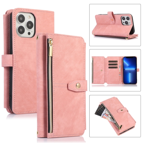 

For iPhone 13 Pro Dream 9-Card Wallet Zipper Bag Leather Phone Case(Pink)