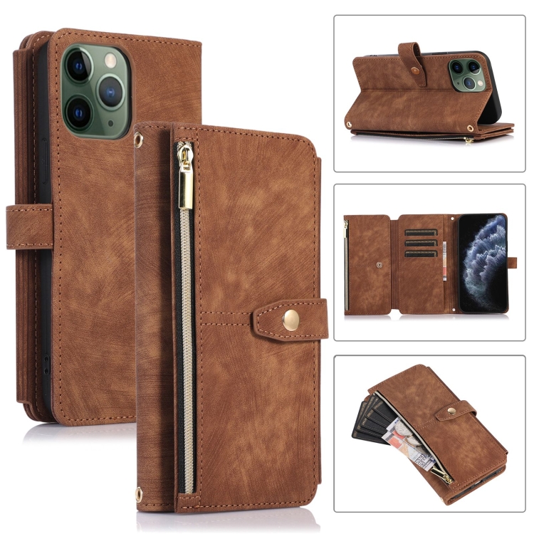

For iPhone 11 Pro Max Dream 9-Card Wallet Zipper Bag Leather Phone Case(Brown)