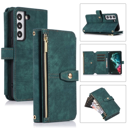 

For Samsung Galaxy S23+ 5G Dream 9-Card Wallet Zipper Bag Leather Phone Case(Green)