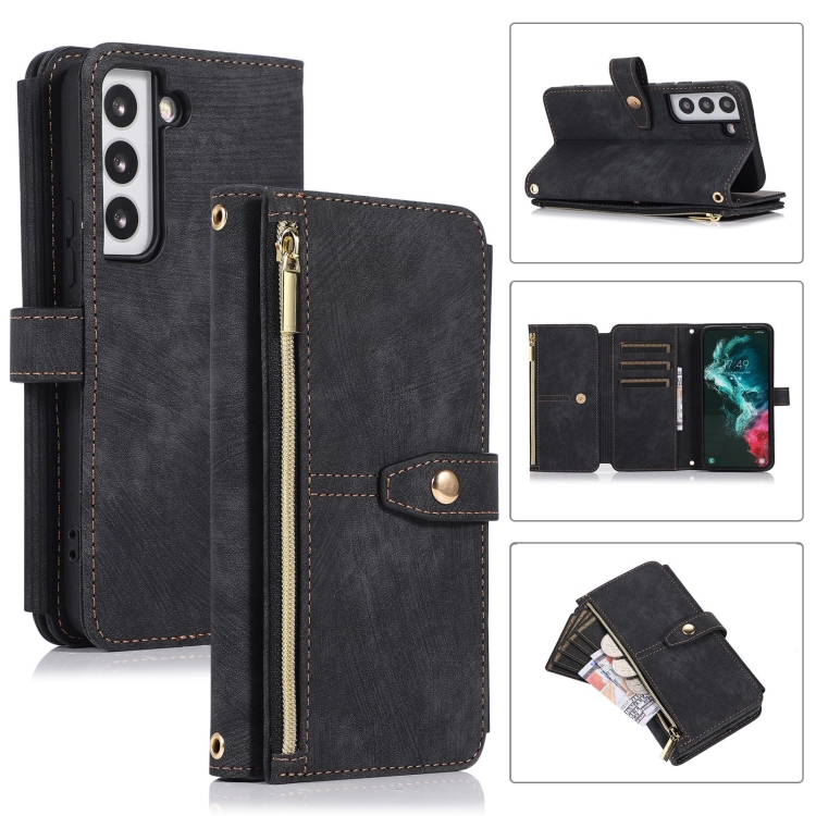 

For Samsung Galaxy S21+ 5G Dream 9-Card Wallet Zipper Bag Leather Phone Case(Black)