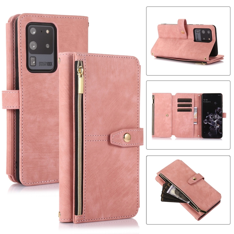 

For Samsung Galaxy S20+ Dream 9-Card Wallet Zipper Bag Leather Phone Case(Pink)