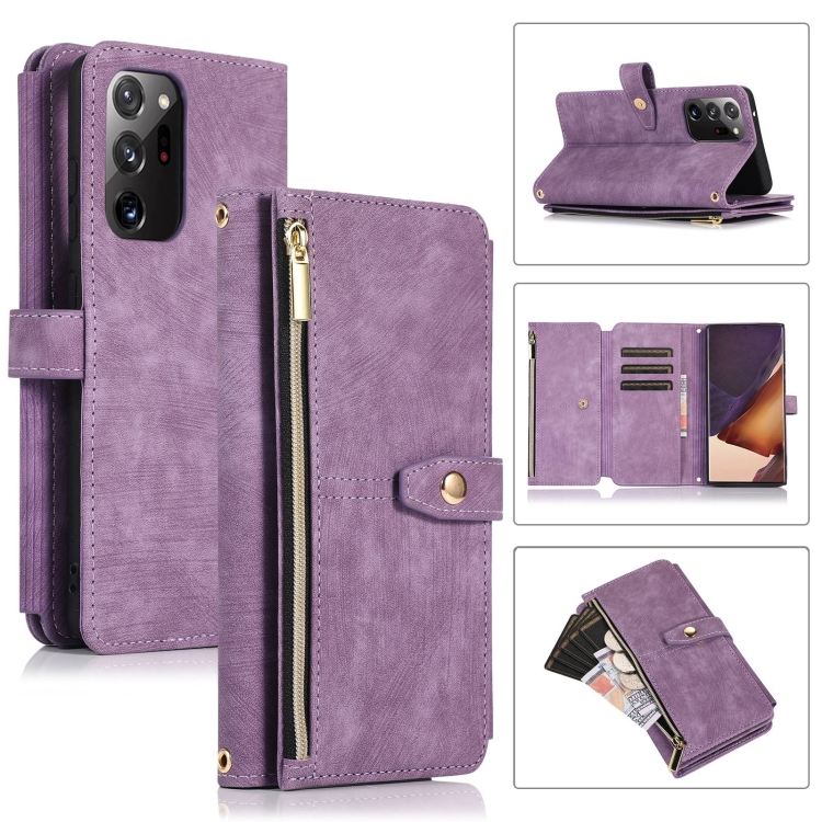 

For Samsung Galaxy Note20 Ultra Dream 9-Card Wallet Zipper Bag Leather Phone Case(Purple)