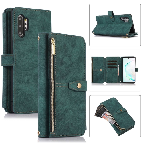 

For Samsung Galaxy Note10+ Dream 9-Card Wallet Zipper Bag Leather Phone Case(Green)