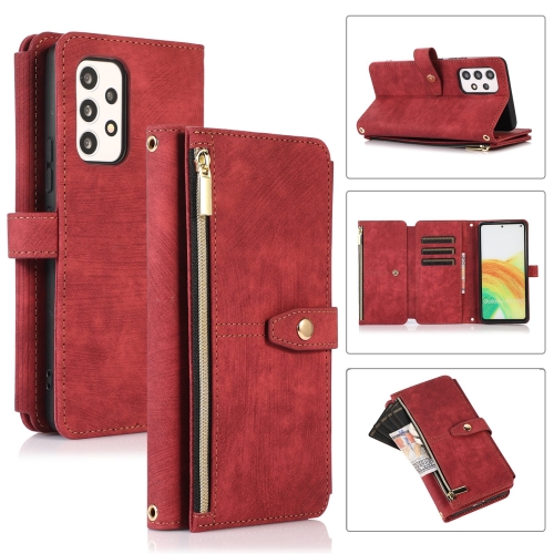 

For Samsung Galaxy A53 Dream 9-Card Wallet Zipper Bag Leather Phone Case(Red)