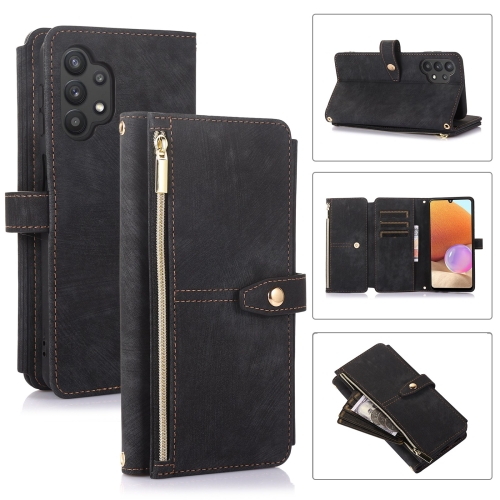 

For Samsung Galaxy A32 5G Dream 9-Card Wallet Zipper Bag Leather Phone Case(Black)