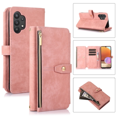 

For Samsung Galaxy A32 5G Dream 9-Card Wallet Zipper Bag Leather Phone Case(Pink)