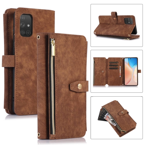 

For Samsung Galaxy A71 4G Dream 9-Card Wallet Zipper Bag Leather Phone Case(Brown)